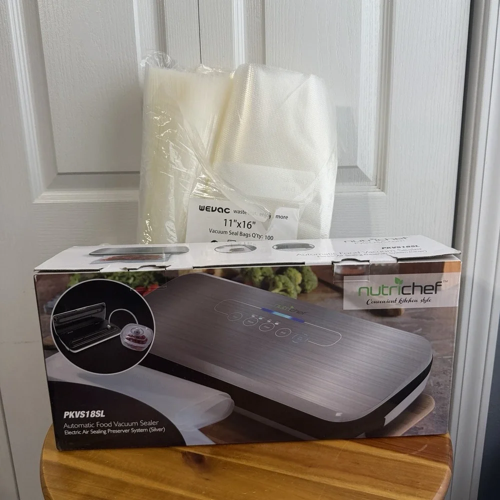 Nutrichef PKVS18 Automatic Food Vacuum Sealer + Bags Cottage Freezer Meals Gifts